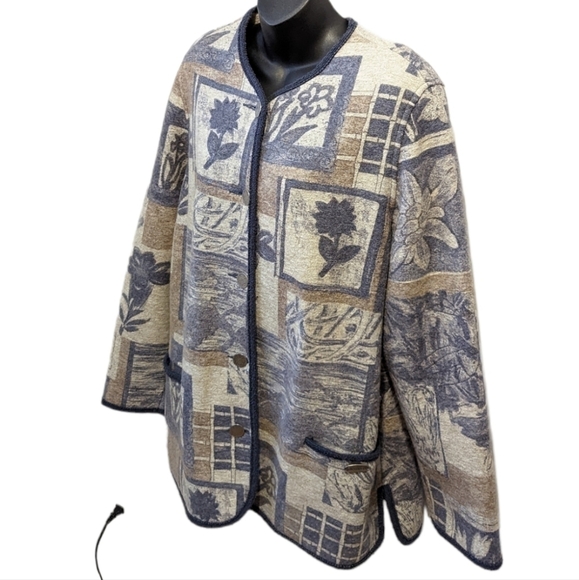 GIESSWEIN blue floral wool cardigan size 14 - Picture 2 of 11